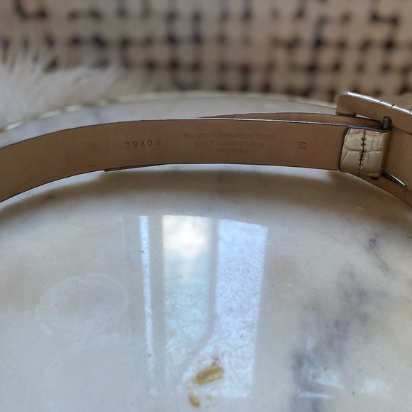 Vintage 90s Adjustable Metallic Silver Exotic Crocodile Italian Leather Belt - Picture 5 of 9